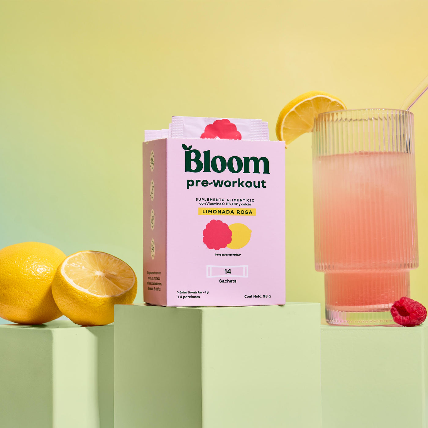 Pre Workout Sabor Limonada Rosa 14 Sobres