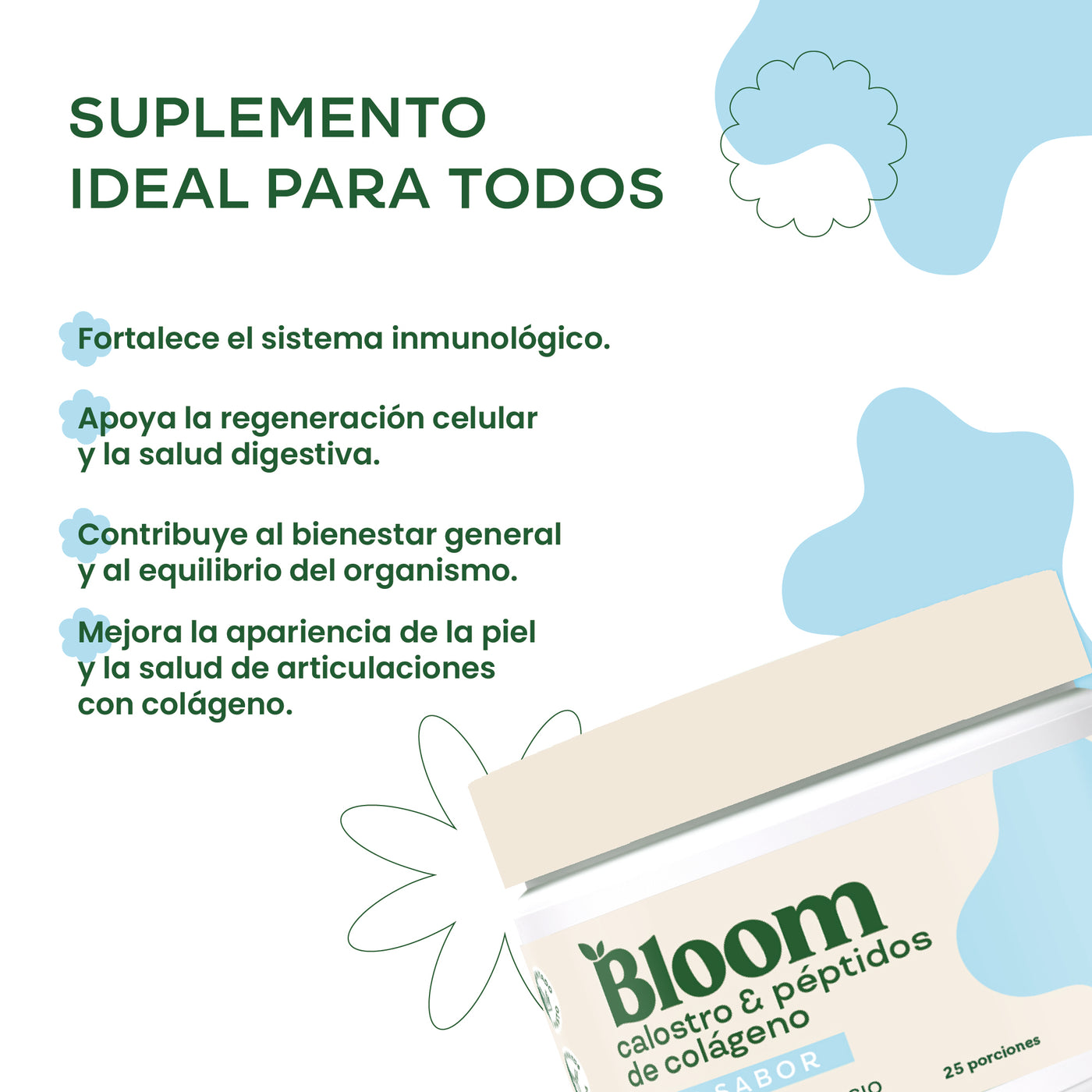 Bloom Calostro Con Colágeno Hidrolizado Sin Sabor